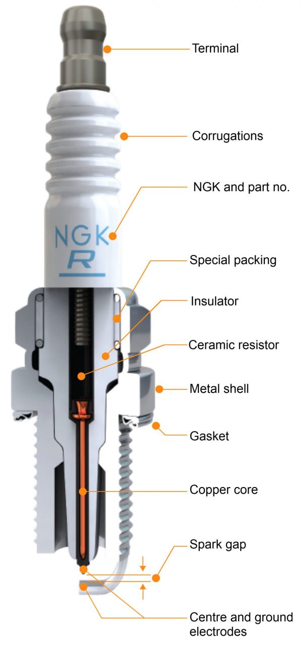NGK Spark Plug cutaway