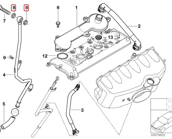 S54 Rocker Cover Oil Drain Pipe Crush Washers