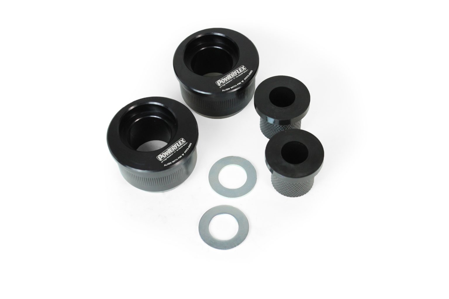 Powerflex Front Wishbone Rear Bushes, Eccentric, Aluminium Outer (E30/E36 inc M3)